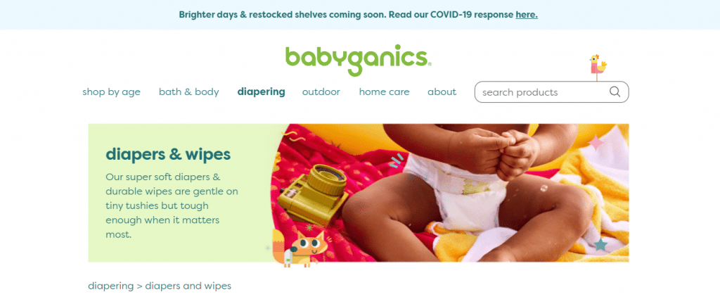 Eco-friendly nappies - Babyganics Diapers