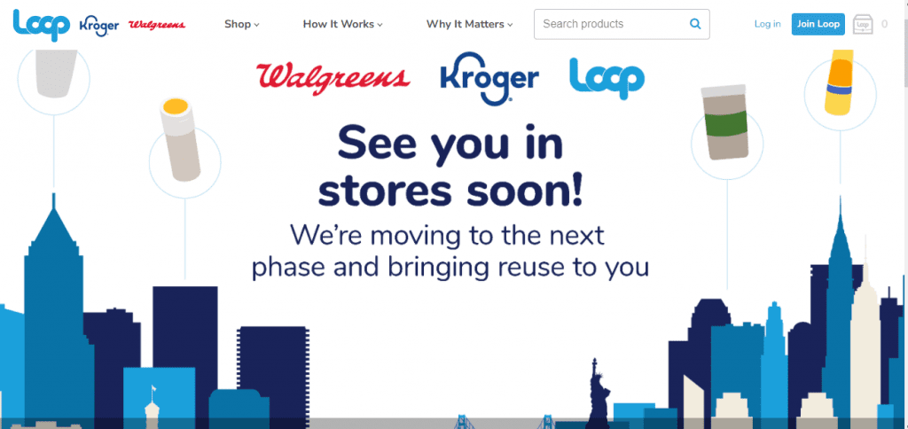 Zero Waste Stores - Screenshot of Loop's homepage
