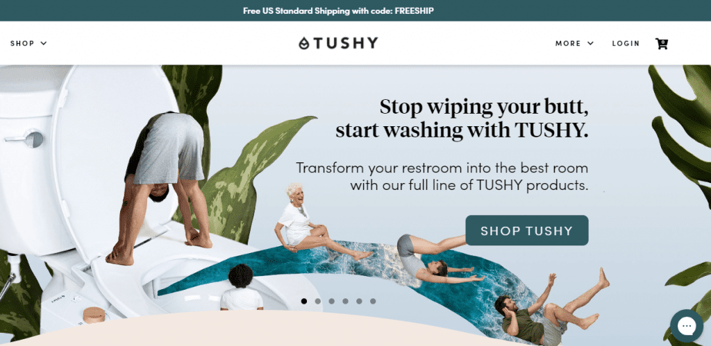 Screengrab of eco-friendly company Tushy.com homepage