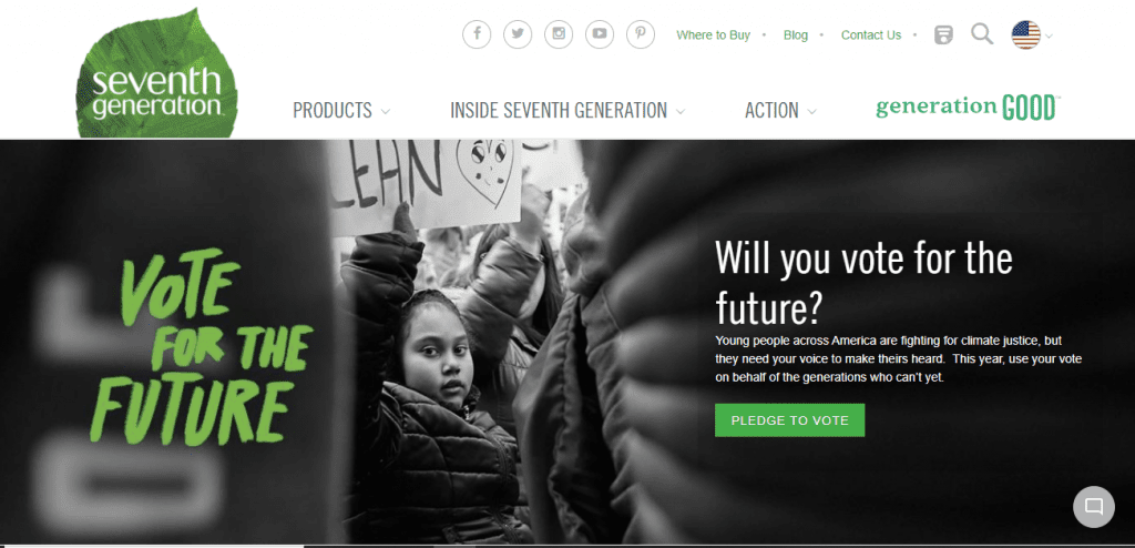 Screengrab of eco-friendly detergent company seventhheaven.com homepage