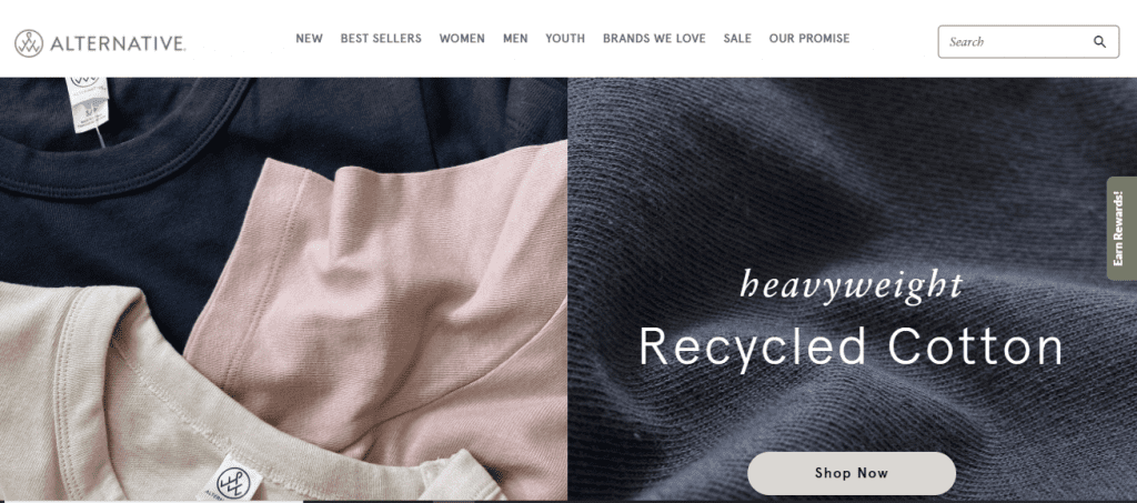 Screenshot of alternativeapparel.com homepage