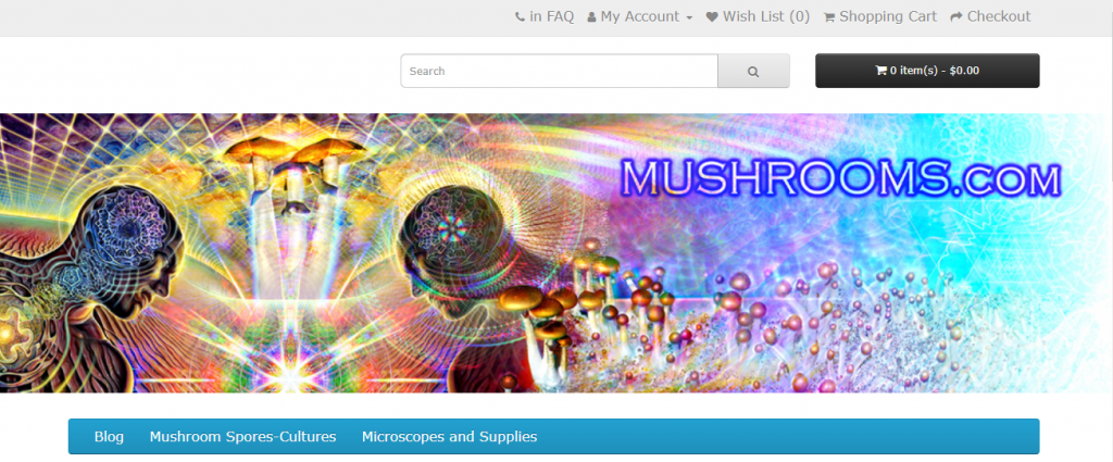 Mushroom Liquid Culture - Screenshot of Mushrooms.com home page