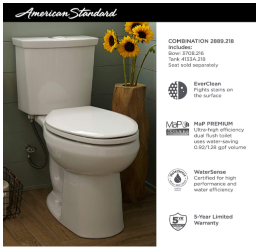 Screenshot of the American Standard Dual Flush Low Flow Eco-Friendly Toilet from Instagram