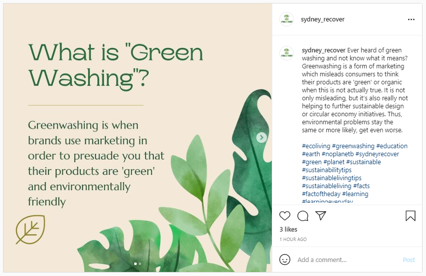 Instagram Screenshot - Greenwashing - Graphic - Definition