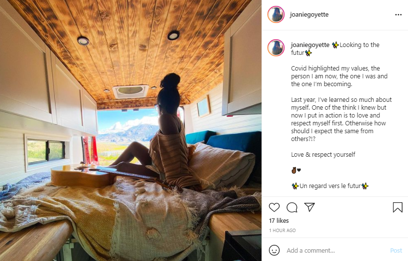 Living in a Van - Girl Alone with Guitar - Screenshot from Instagram