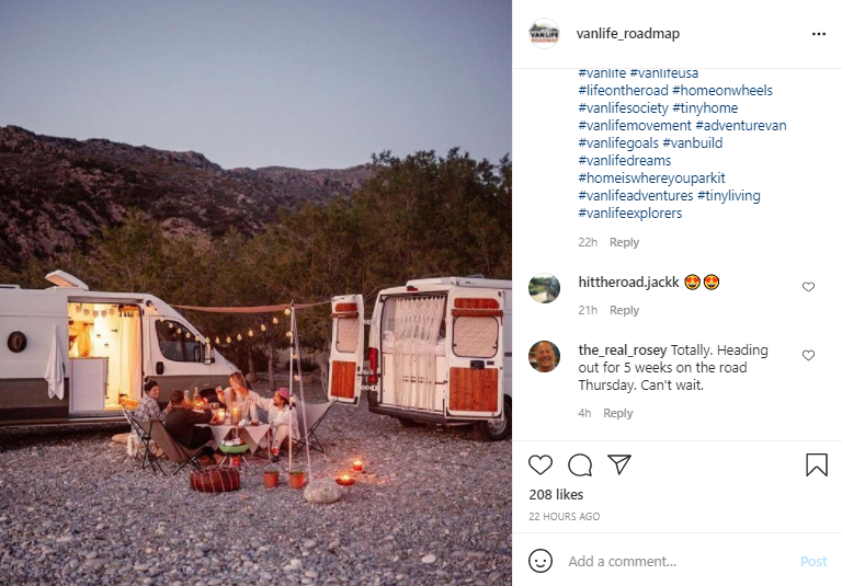 Living in a Van - Group - Screenshot from Instagram