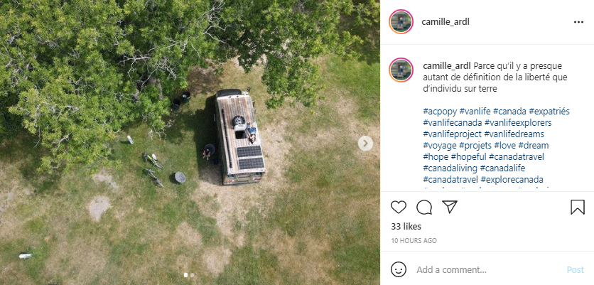 Living in a Van - Solar Panels on the Roof - Screenshot from Instagram