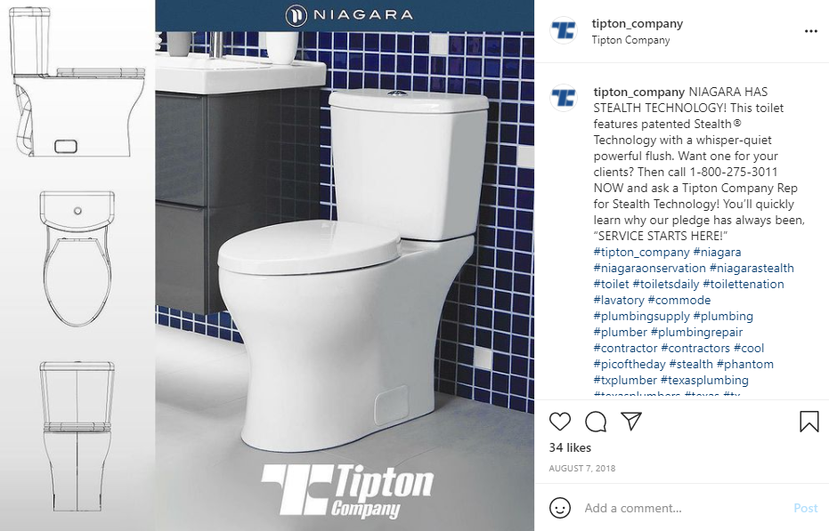 Screenshot of the Niagara Stealth Eco-Friendly Toilet from Instagram