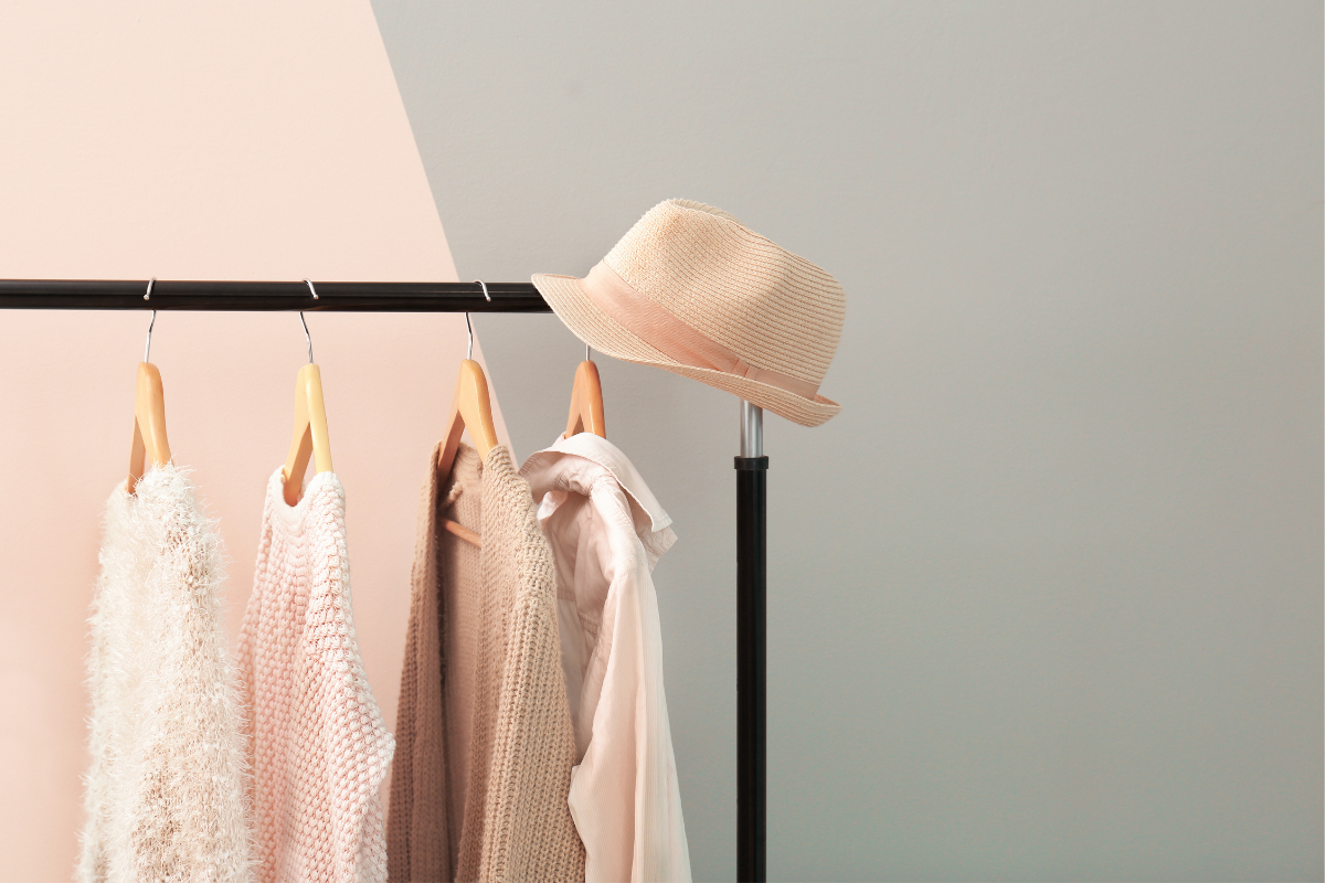 Royalty Free Image from Canva - Natural Fiber clothing on a garment rail