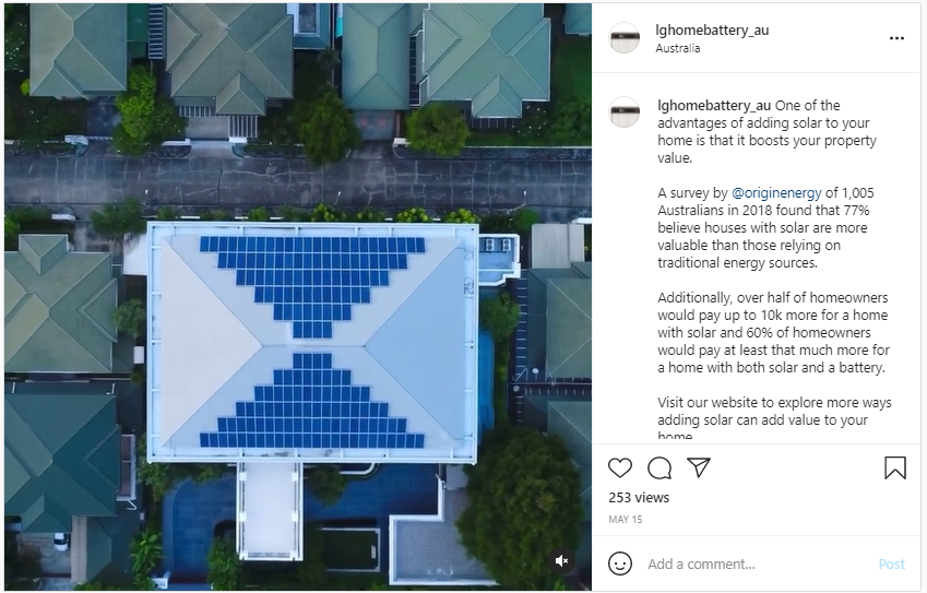 Solar Power Increases Property Value - Screenshot from Instagram