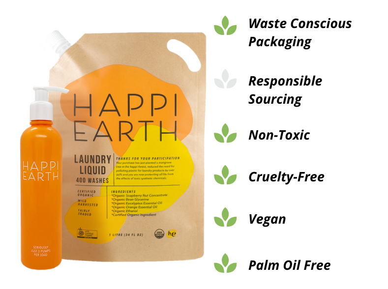 Happi Earth Eco-friendly laundry detergent refill packs