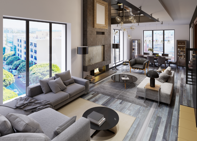 Co-living lounge - Royalty free image from Canva of a large, modern lounge area