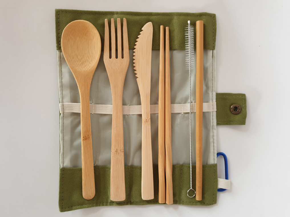 Eco Swaps - Bamboo Cutlery and Straw Set - Image from Canva