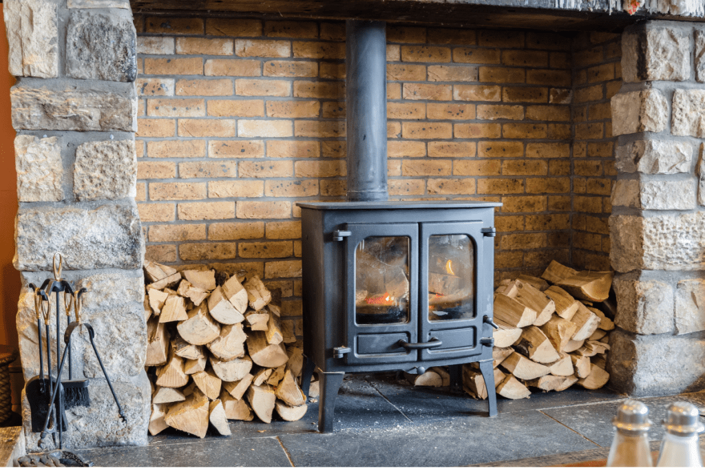 living off the grid - wood burning stove