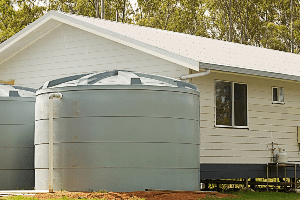 Self-sufficient homes: image of rainwater harvesting tanks on a new house