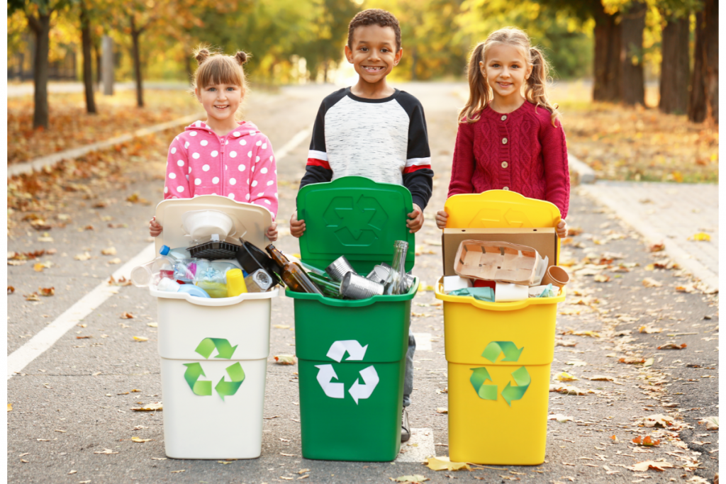 Learning about ocean plastic pollution -Kids Sorting Recycling