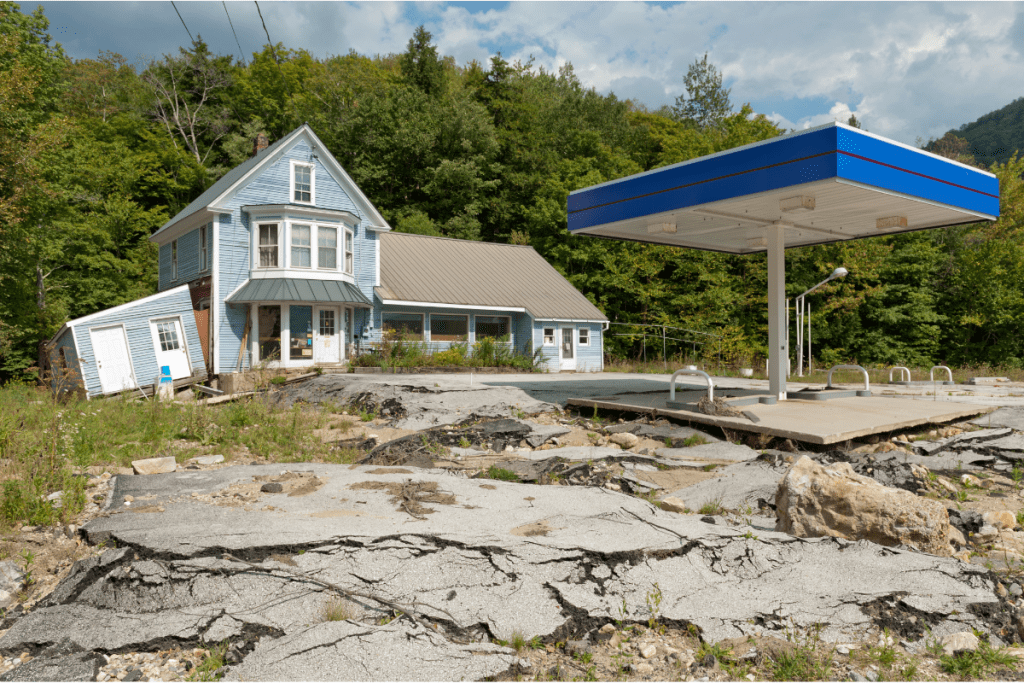 seismic phenomena - gas station destroyed by hurricane irma