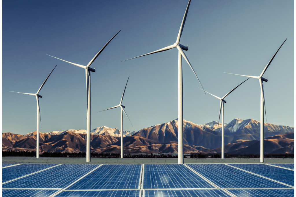 seismic phenomena - green energy options - solar and wind farm