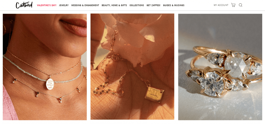 Screenshot of the Catbird Ethical Jewelry Maker's Website