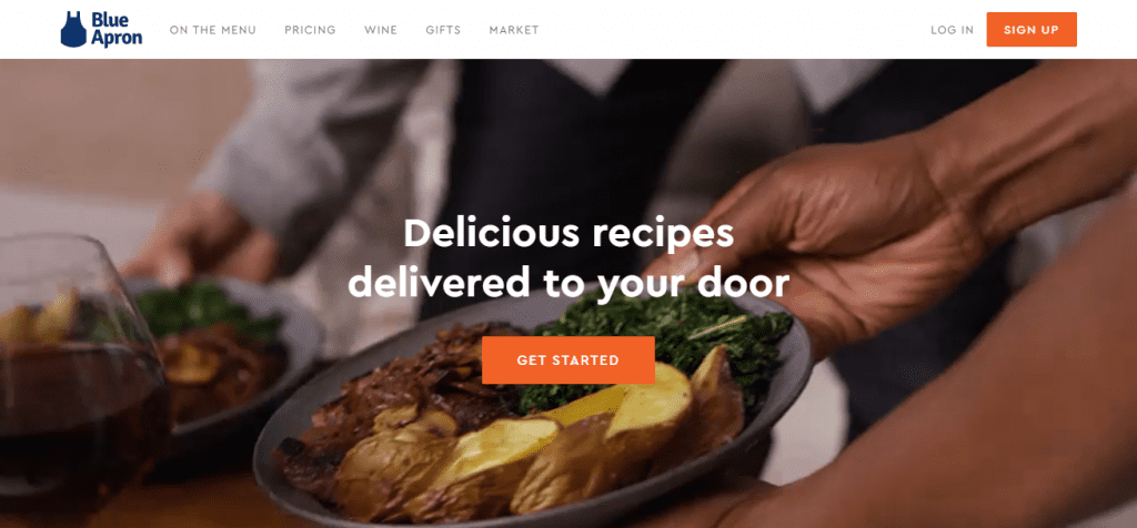 Eco-friendly Meal Kits - Screenshot of the Blue Apron Homepage