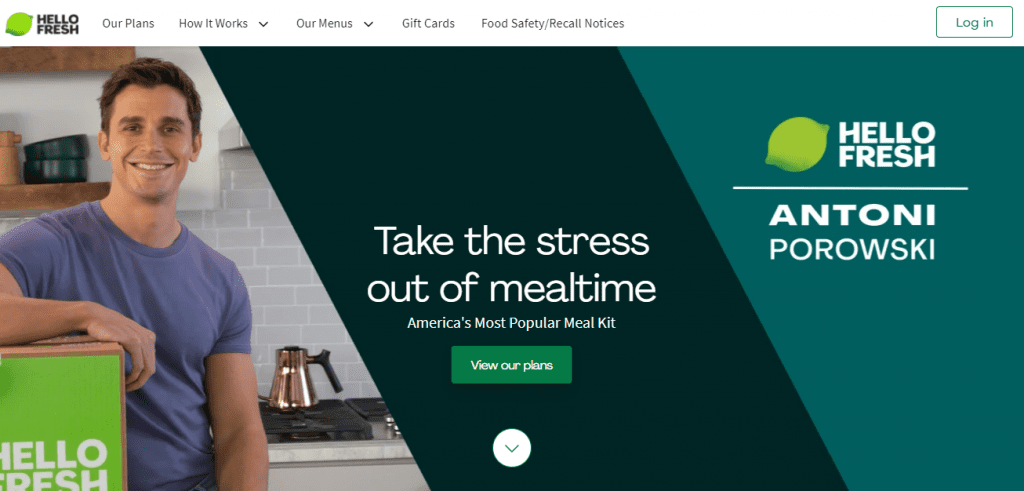Eco-friendly Meal Kits - Screenshot of the HelloFresh Homepage