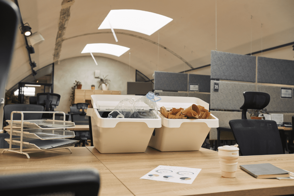 Zero-Waste Tips - Office Recycling Bins on a desk