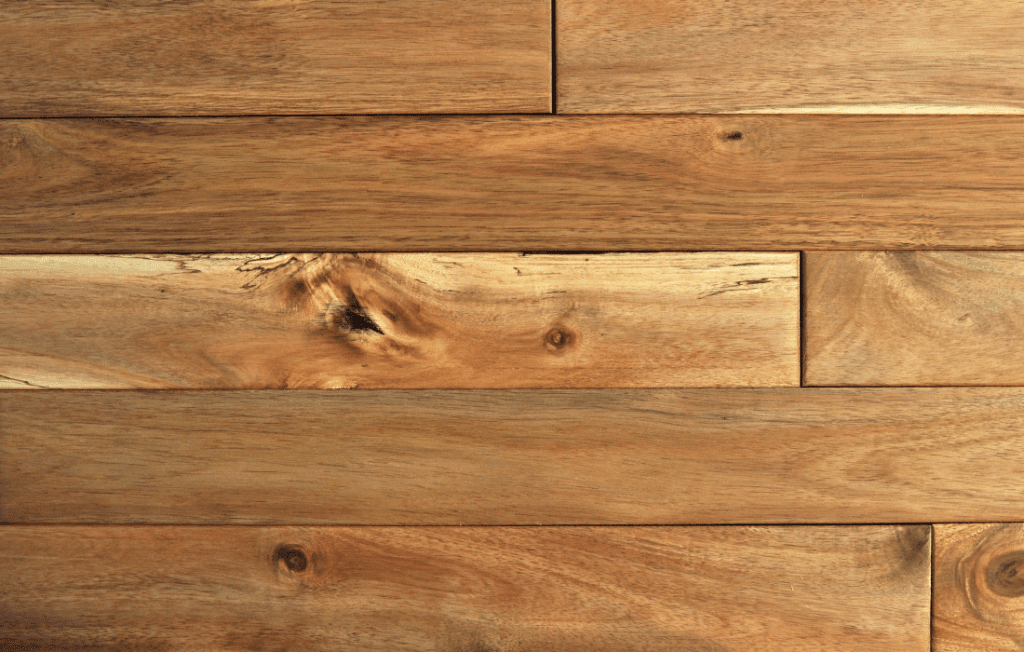Acacia wood planks, showing the grain and texture