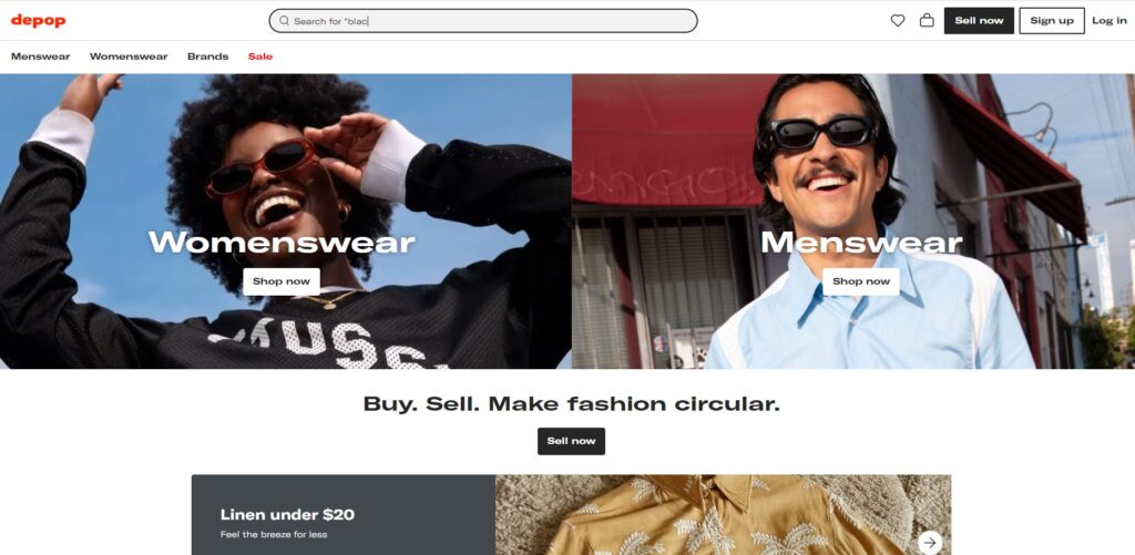 Depop Homepage