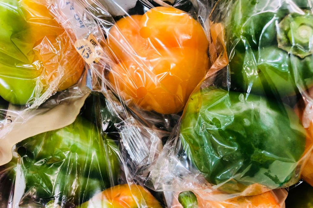 Fresh Veggies wrapped in Single Use Plastic