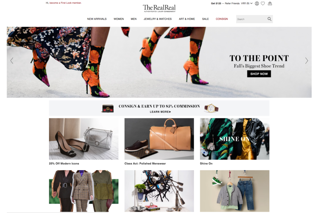 TheRealReal Homepage