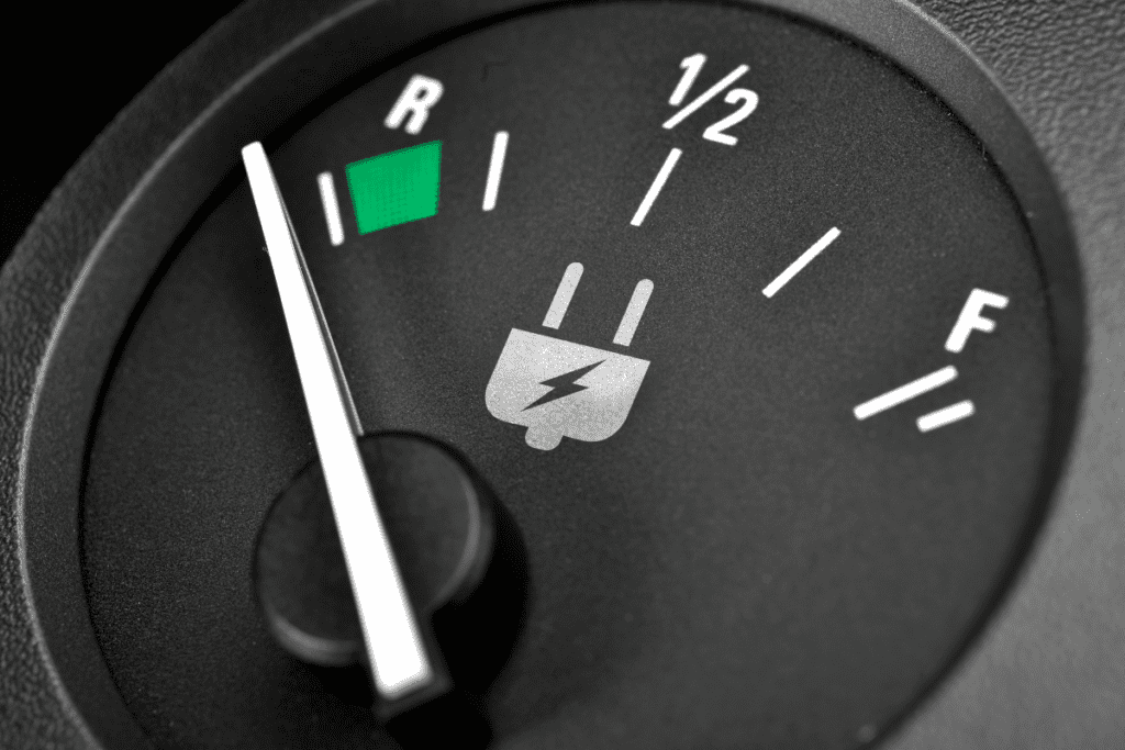 Electric Vehicles - Stock image from Canva of an electric vehicle's charge indicator dial
