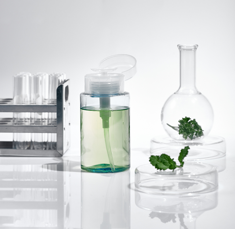 vegan beauty - stock image from Canva of clear glass vials of cleansers
