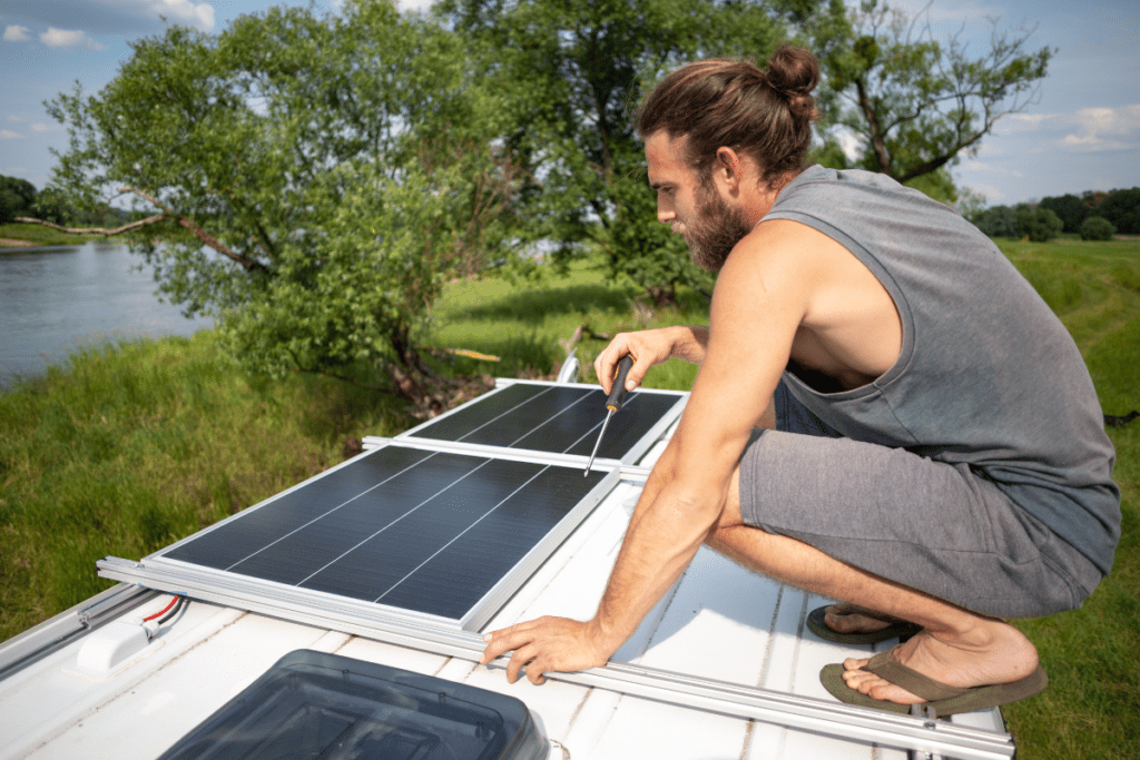 Van Life - Solar Panels on the Roof of a Camper