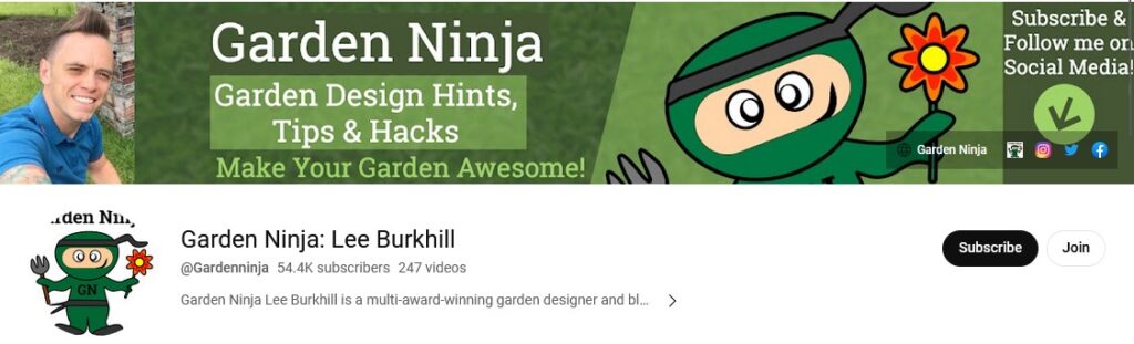 Garden Ninja - YouTube channel homepage