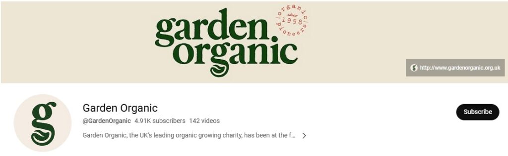 Garden Organic - YouTube channel homepage