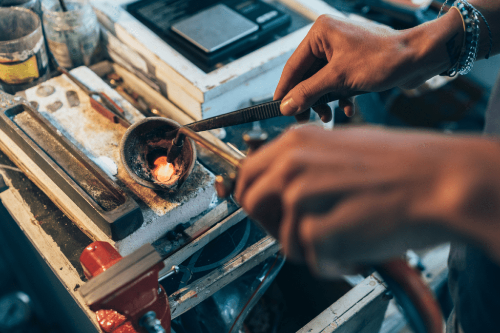 Jewelry making with molten metal