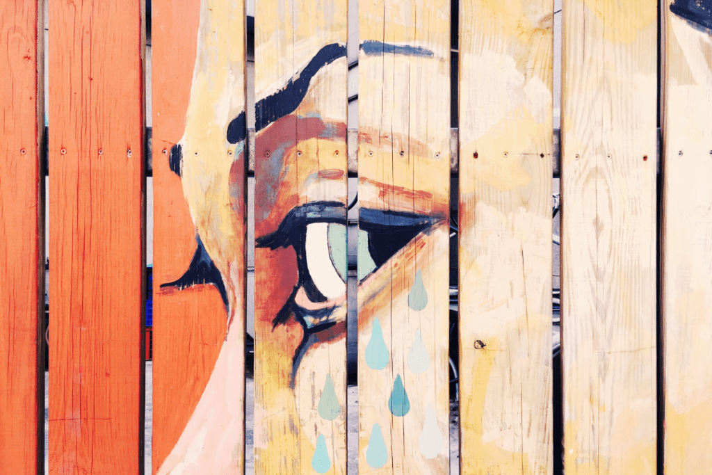 Eco-friendly Painting Practices - a portrait on wooden planks
