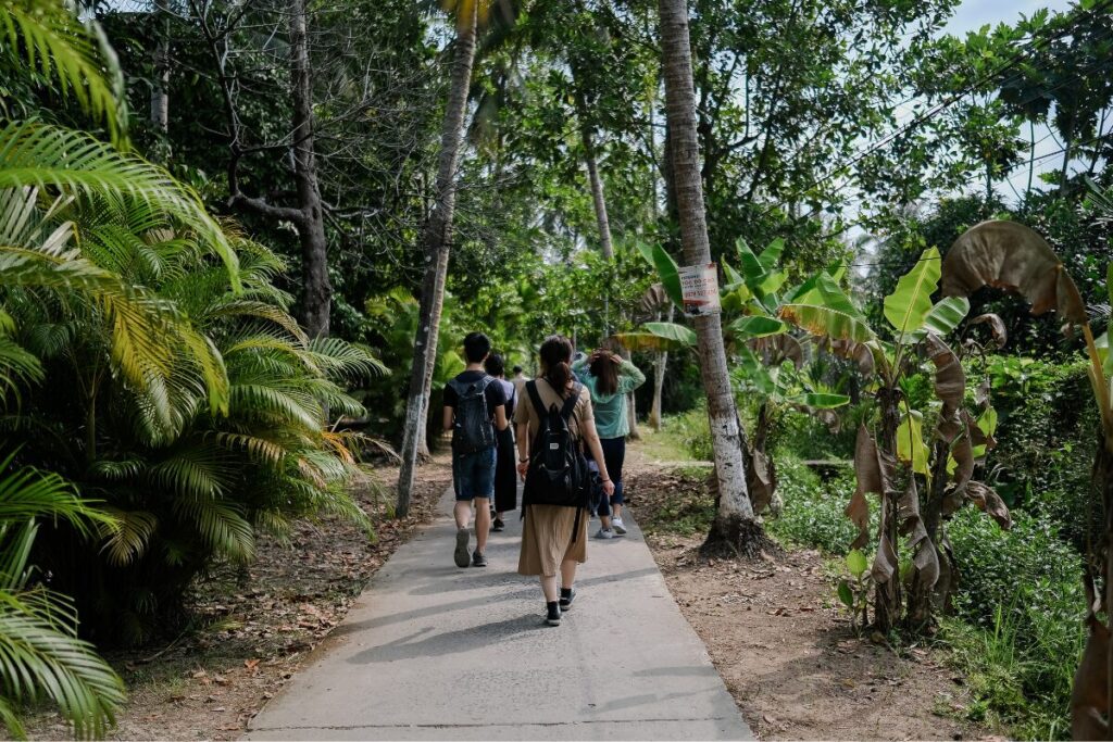 People walking in natural park