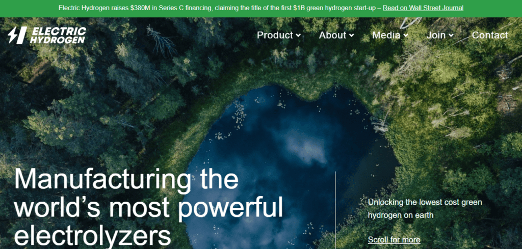 Electric Hydrogen Homepage