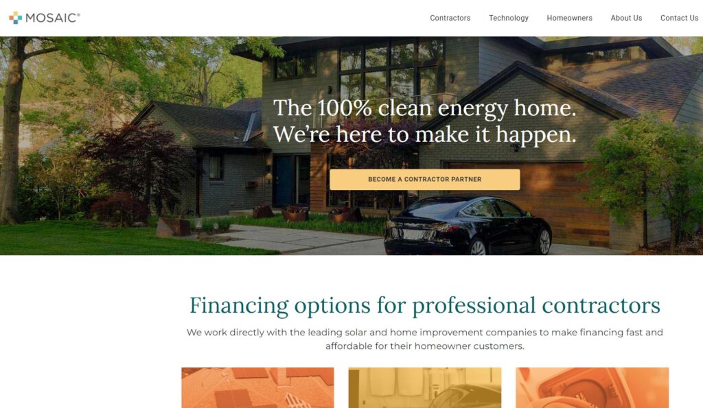 Solar Financing Companies - Mosaic Homepage