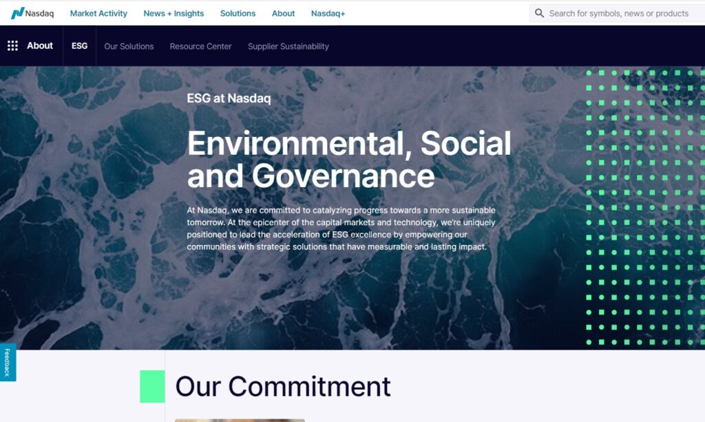 Nasdaq ESG Homepage