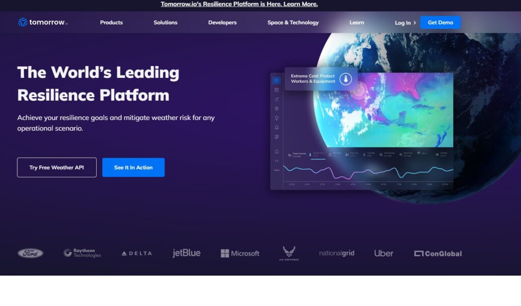 Tomorrow.io Homepage