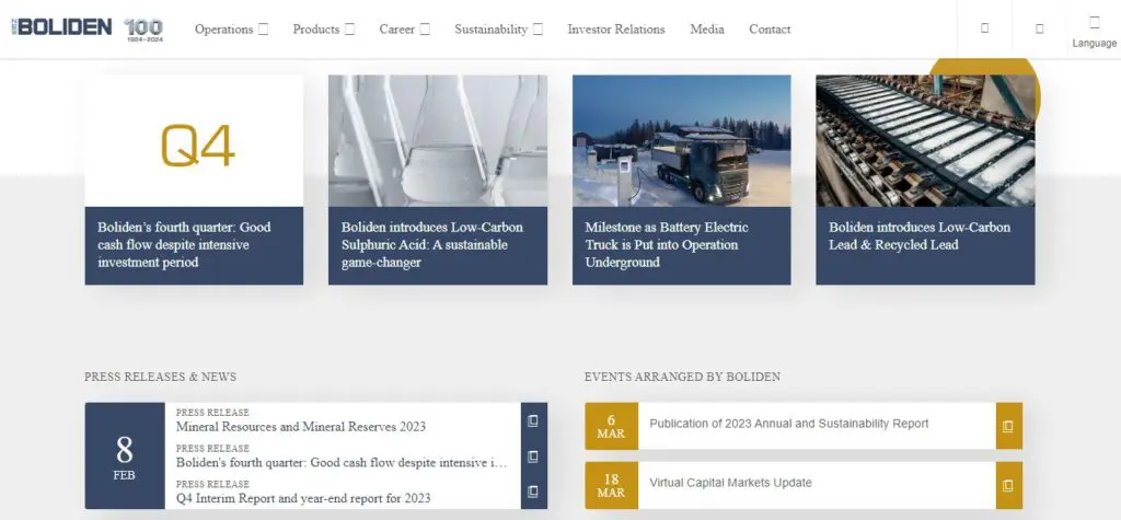 Boliden Homepage