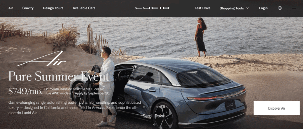 Lucid Motors Homepage