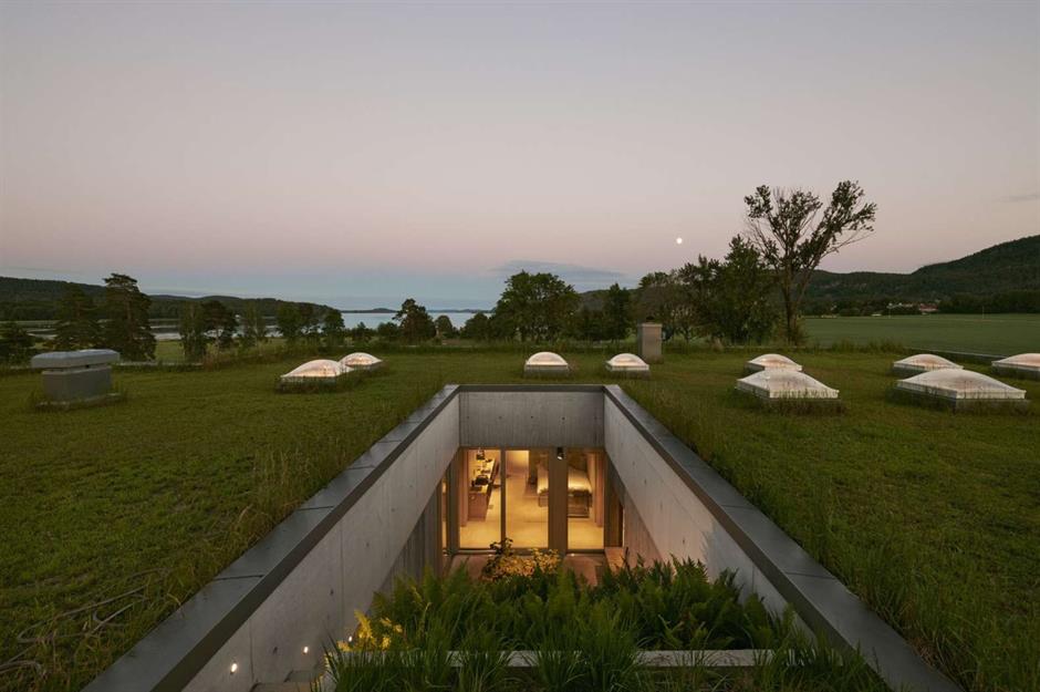 underground house villa entrance