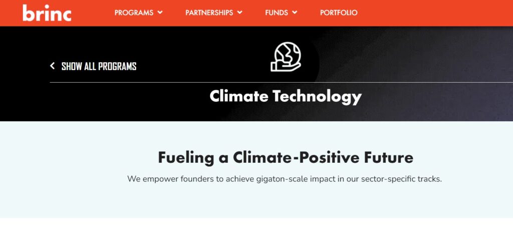 Brinc Climate Technology homepage