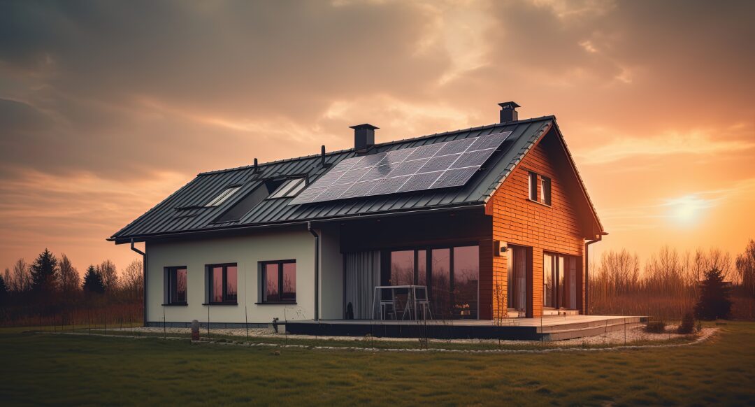 home with solar panels on the roof