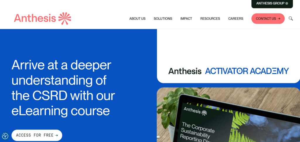 Anthesis Group Climate Risk Consulting homepage