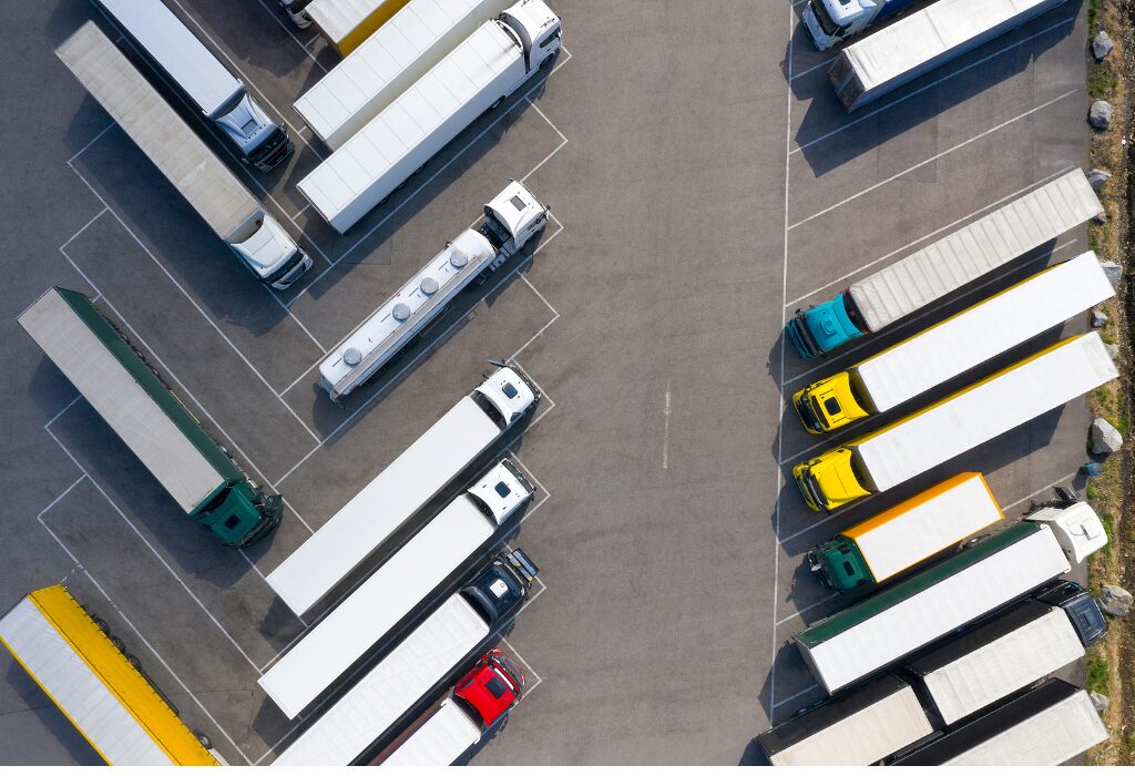 trucks aerial view