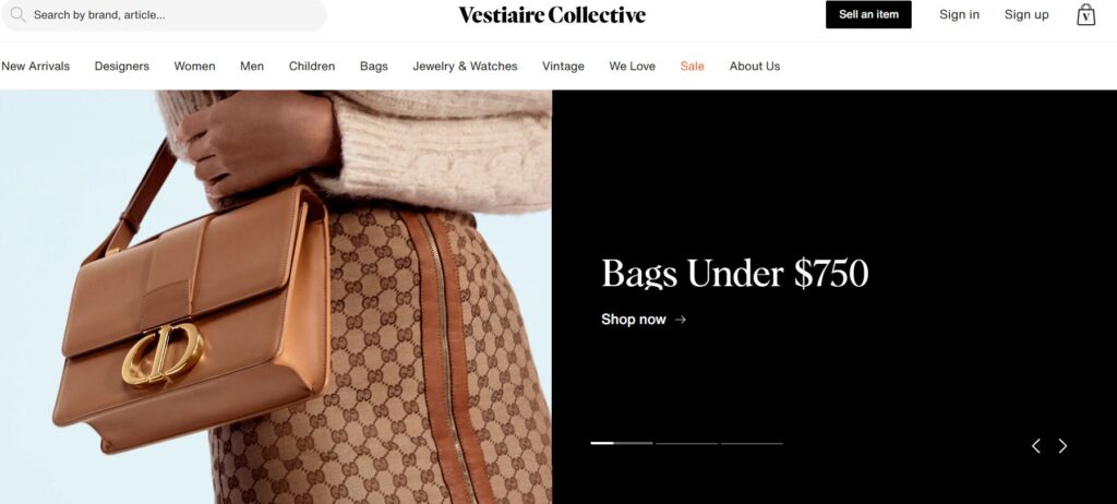 Vestiaire Homepage
